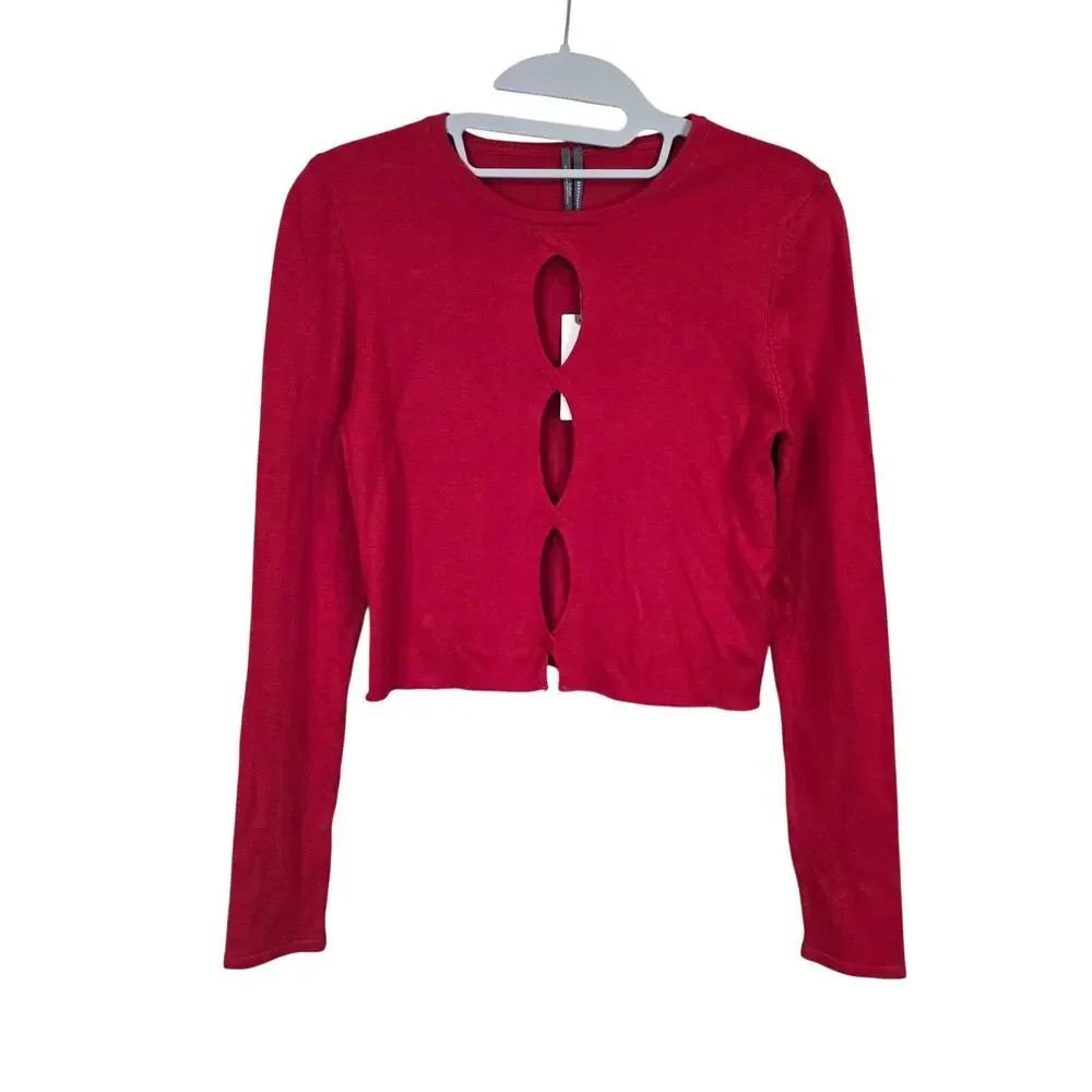 NEW NWT Women's Anthropologie Twisted Front Cutout Knit Top | Size XS